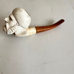 Vintage Carved Meerschaum Clay Pipe